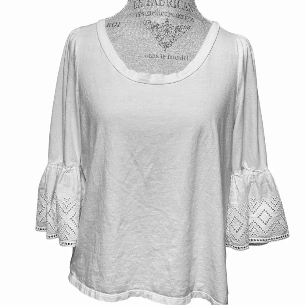 Banana Republic 3/4 Crochet Lace Sleeve Blouse White Size Large